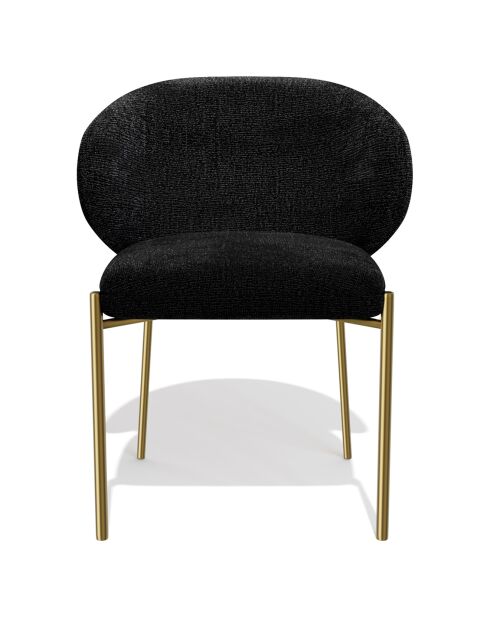 2 Chaises Luca en Velours texturé noires - 60x56x79 cm