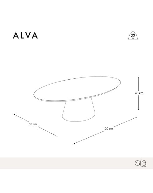 Table basse Alva noire - 120x60x40 cm