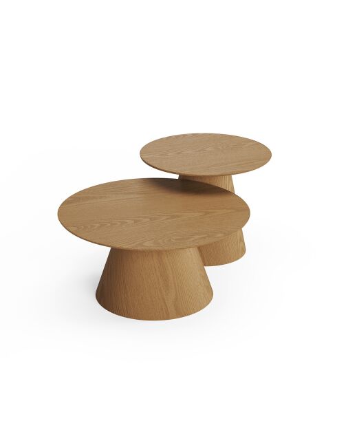 2 Tables basses gigognes Jari chêne clair - 60/45 cm
