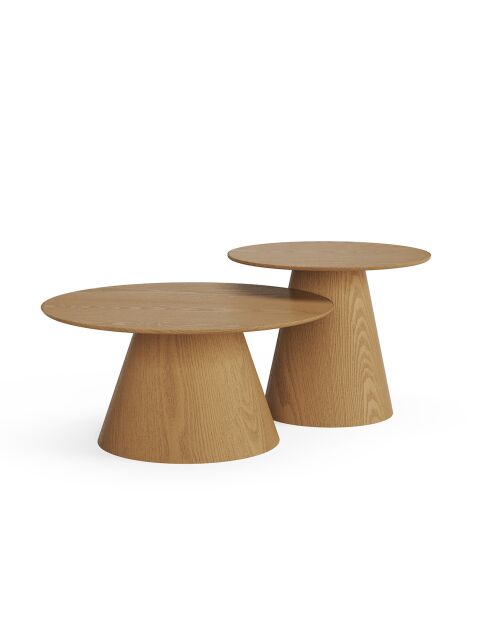 2 Tables basses gigognes Jari chêne clair - 60/45 cm