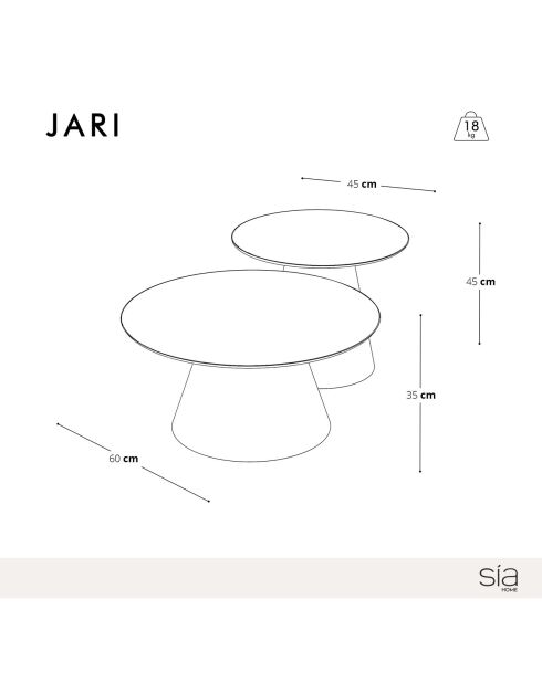 2 Tables basses gigognes Jari chêne clair - 60/45 cm