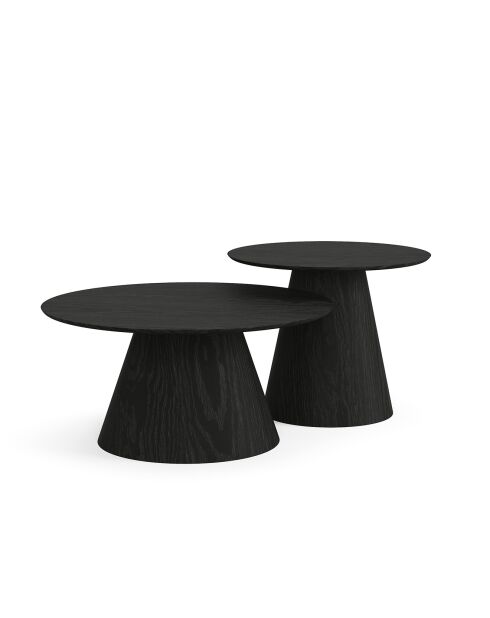 2 Tables basses gigognes Jaris noires - 60/45 cm