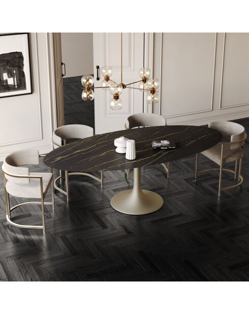 Table à manger Nymphéa Carrara carrara noir/doré - 75 x180 x90 cm