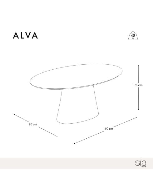 Table à manger Alva chêne clair - 160x90x76 cm