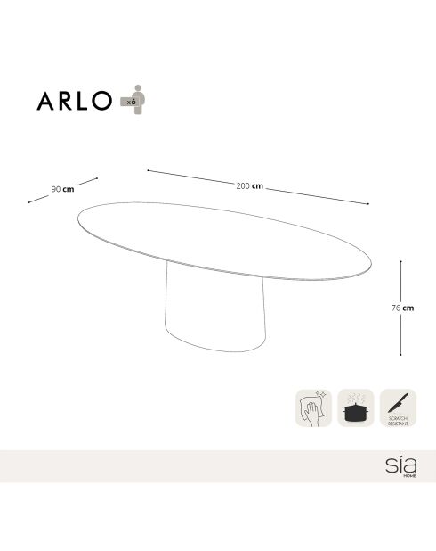 Tavolo da pranzo Arlo Pandora/in noce - 90x200x76 cm