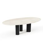 Table à manger Olia aspect travertin noire - 110x220x76 cm