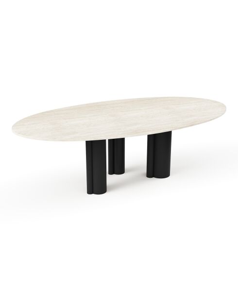 Table à manger Olia aspect travertin noire - 110x220x76 cm