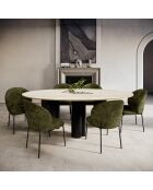 Table à manger Olia aspect travertin noire - 110x220x76 cm