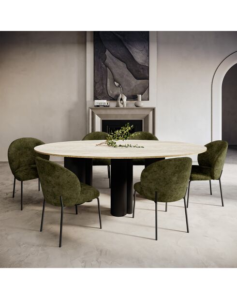 Schwarzer Esstisch Olia im Travertin-Look - 110x220x76 cm