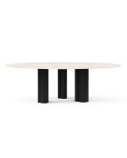 Table à manger Olia aspect travertin noire - 110x220x76 cm