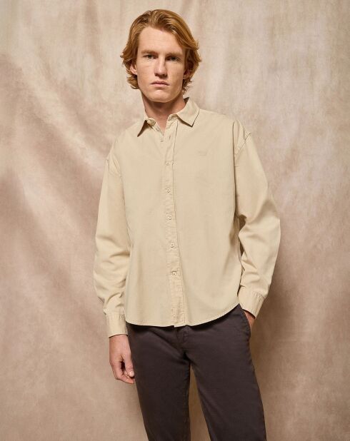 Beiges Hemd aus lockerem Twill von Block Pc