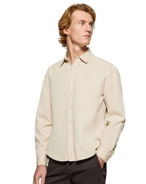 Beiges Hemd aus lockerem Twill von Block Pc