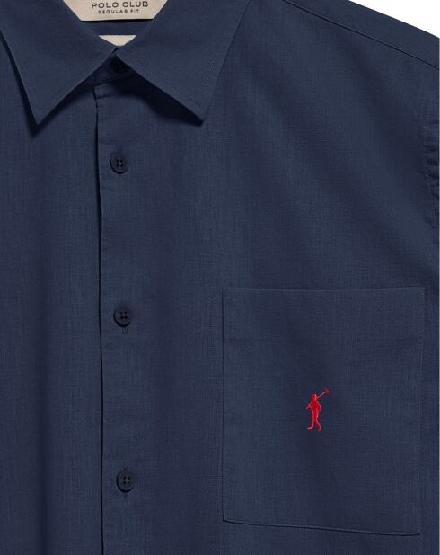 Marineblauw hemd van linnenmix Rigby Go