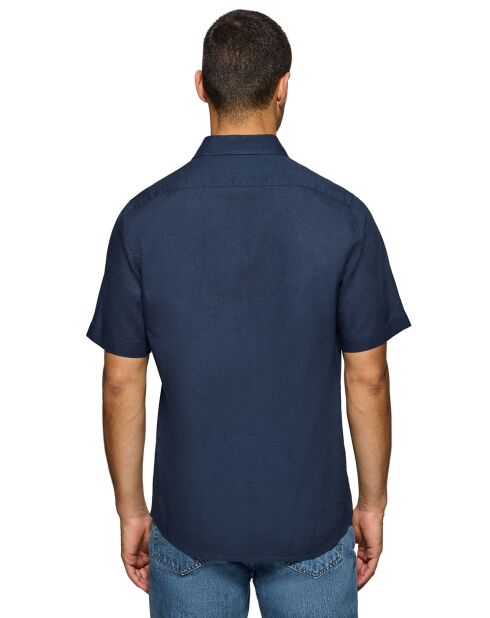 Marineblauw hemd van linnenmix Rigby Go