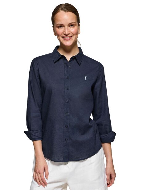Chemise en Lin mélangé Rigby Go bleu marine