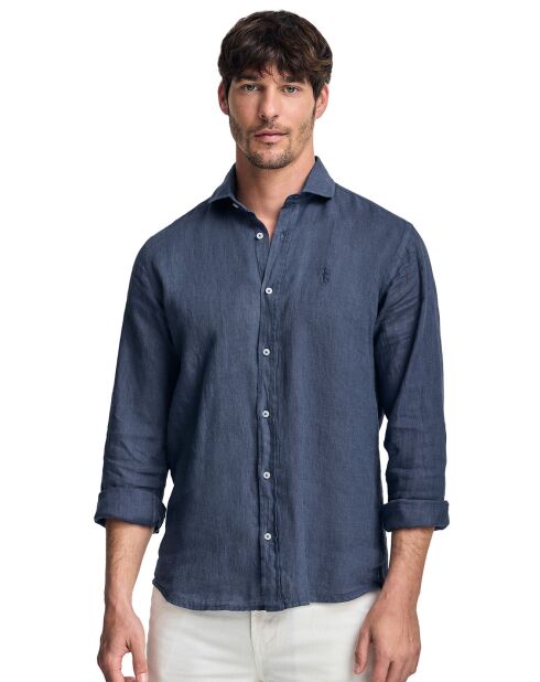 Chemise en Lin mélangé Rigby Best Gd bleu marine