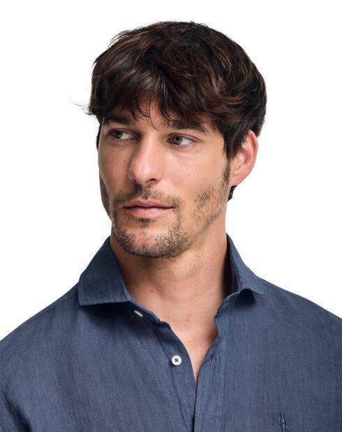 Chemise en Lin mélangé Rigby Best Gd bleu marine