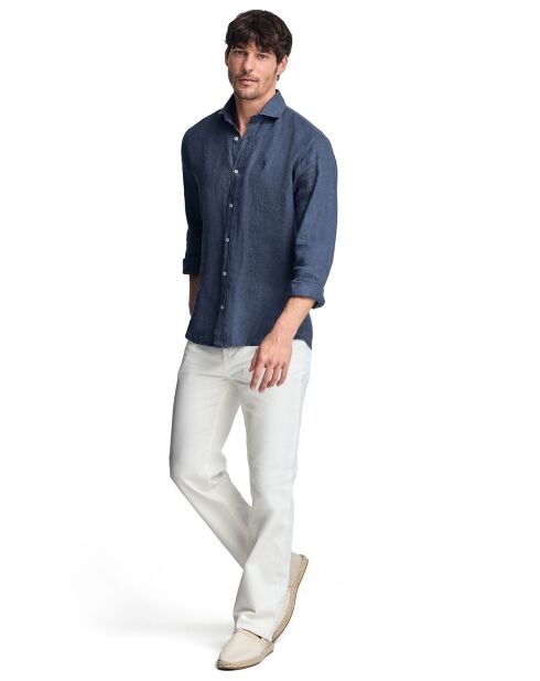 Chemise en Lin mélangé Rigby Best Gd bleu marine