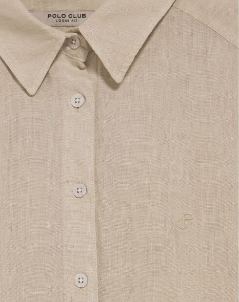 Pc Monogram Gd overhemd van zand-linnenmix