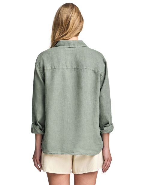 Chemise en Lin mélangé Pc Monogram Gd vert militaire