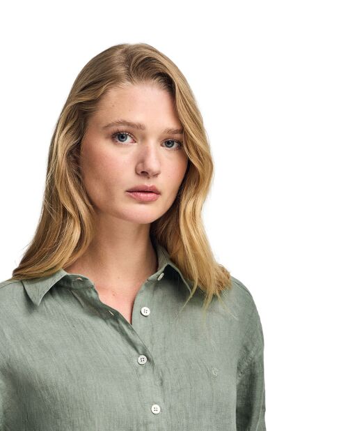 Chemise en Lin mélangé Pc Monogram Gd vert militaire
