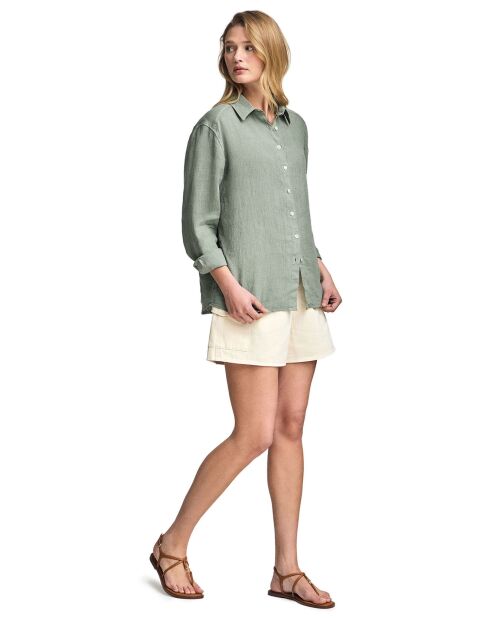 Chemise en Lin mélangé Pc Monogram Gd vert militaire