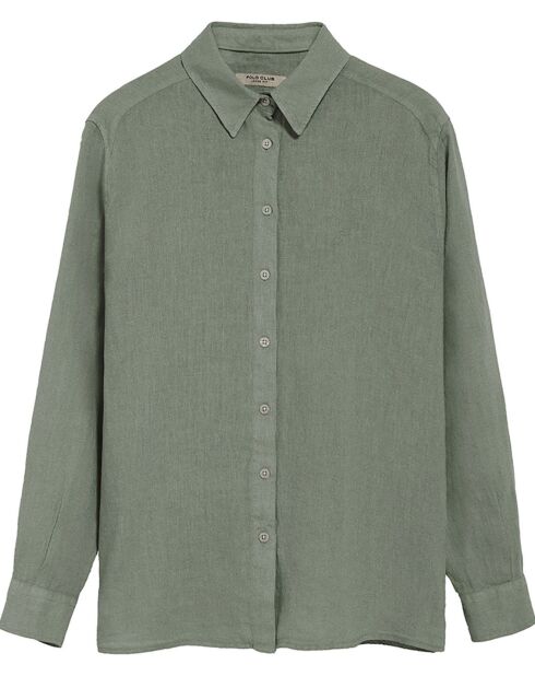 Chemise en Lin mélangé Pc Monogram Gd vert militaire