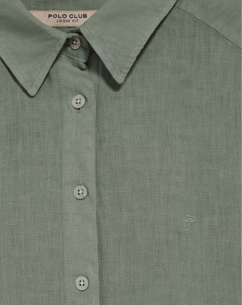 Chemise en Lin mélangé Pc Monogram Gd vert militaire