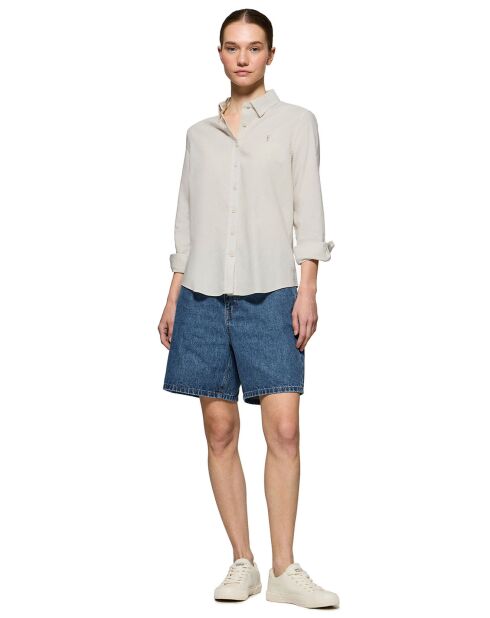 Rigby Go W overhemd van crèmekleurige linnenmix