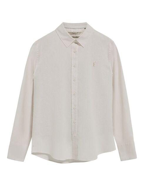 Rigby Go W overhemd van crèmekleurige linnenmix