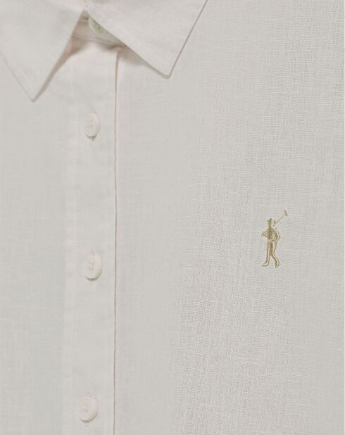 Rigby Go W overhemd van crèmekleurige linnenmix