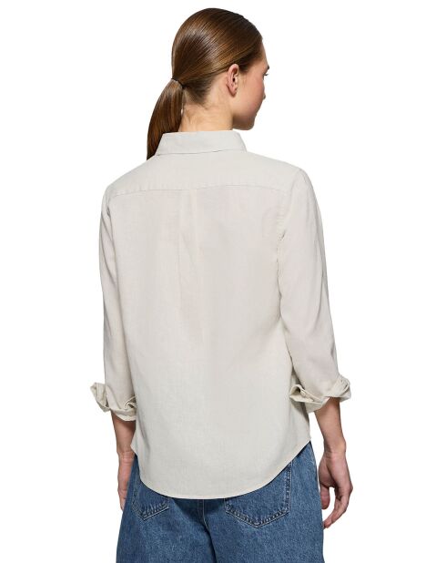 Rigby Go W overhemd van crèmekleurige linnenmix