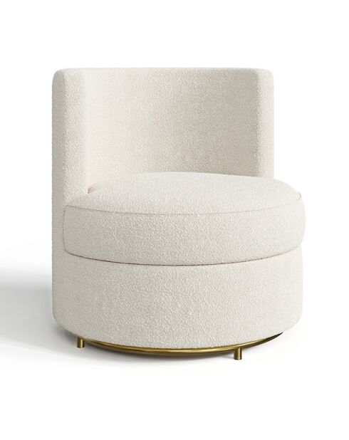 Fauteuil pivotant Etan en bouclette blanc - 72x68x68 cm