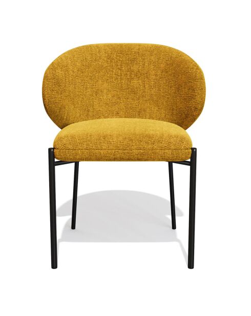 2 Chaises Luca en Velours texturé moutarde - 60x56x79 cm