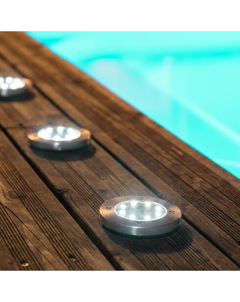 Spot encastrable Inox 8 LED blanc - 42x41.5x12 cm