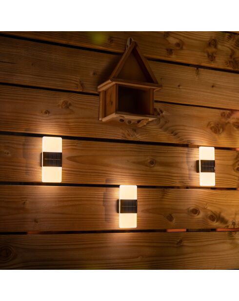 2 weiße LED-Solarwandleuchte - 7x4x15 cm