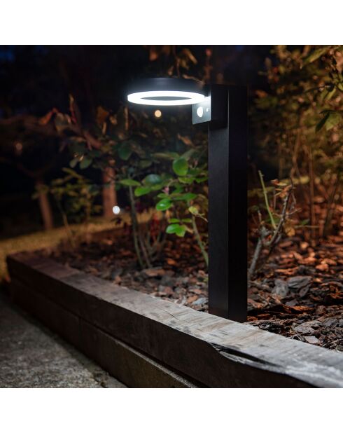 Borne solaire Inox avec détecteur blanche - 17x13x51 cm