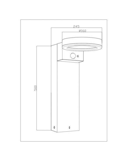Terminal solar de acero inoxidable con detector blanco - 17x13x51 cm