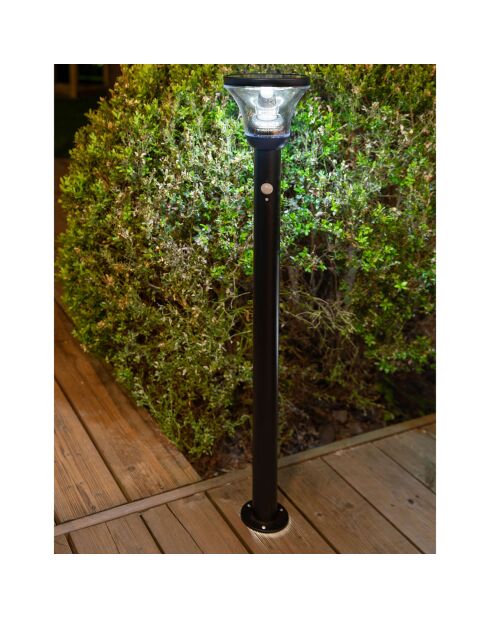 Borne solaire Inox avec détecteur blanche - 17x17x94 cm