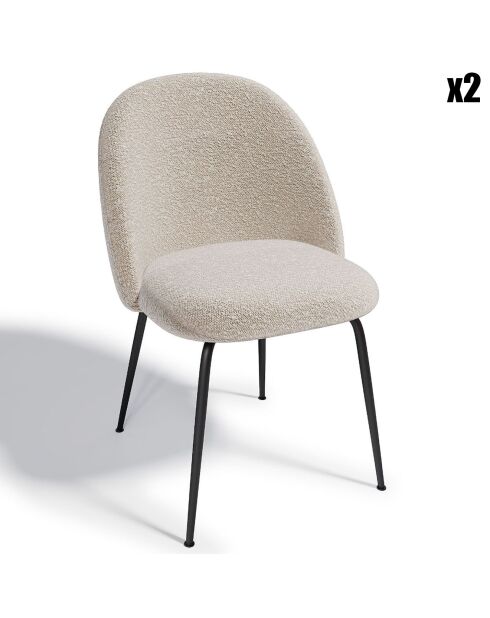 2 Chaises Ella Bouclette taupe - 54x50x77.5 cm