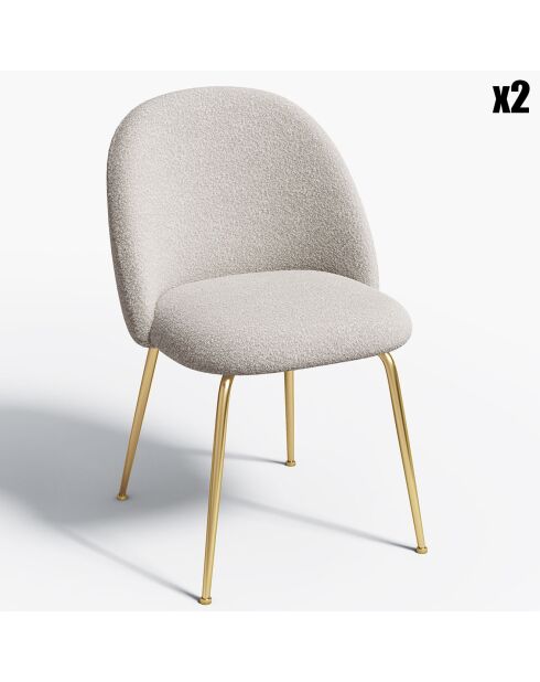 2 Chaises Ella Bouclette taupe - 77.5x50x54 cm