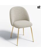 2 Chaises Ella Tissu Tramé toucher doux beiges - 77.5x50x54 cm