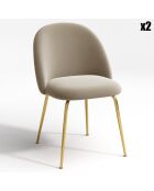 2 Chaises Ella Velours beiges - 77.5x50x54  cm