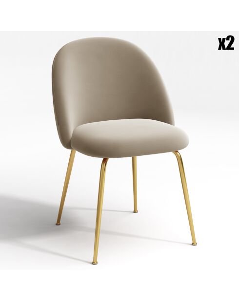 2 Chaises Ella Velours beiges - 77.5x50x54  cm
