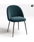 2 Chaises Ella Velours bleu canard - 77.5x50x54 cm