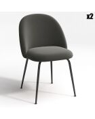 2 Chaises Ella Velours gris taupe - 77.5x50x54 cm