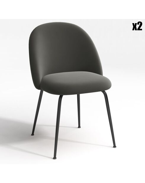 2 Chaises Ella Velours gris taupe - 77.5x50x54 cm