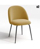 2 Chaises Ella Velours moutarde - 77.5x50x54 cm