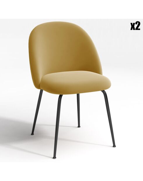 2 Chaises Ella Velours moutarde - 77.5x50x54 cm