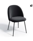 2 Chaises Ella Velours noires - 77.5x50x54 cm